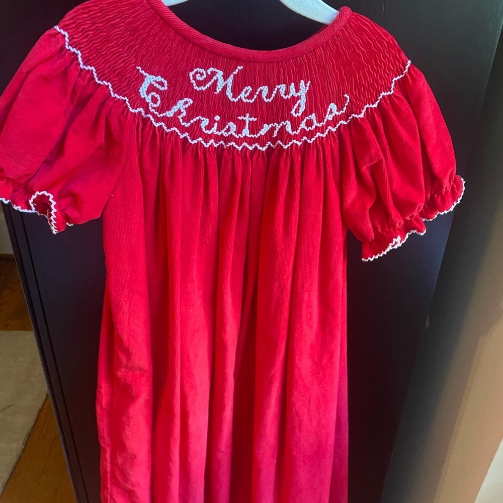Classic Whimsy Red Velvet Smocked Dress Size 5